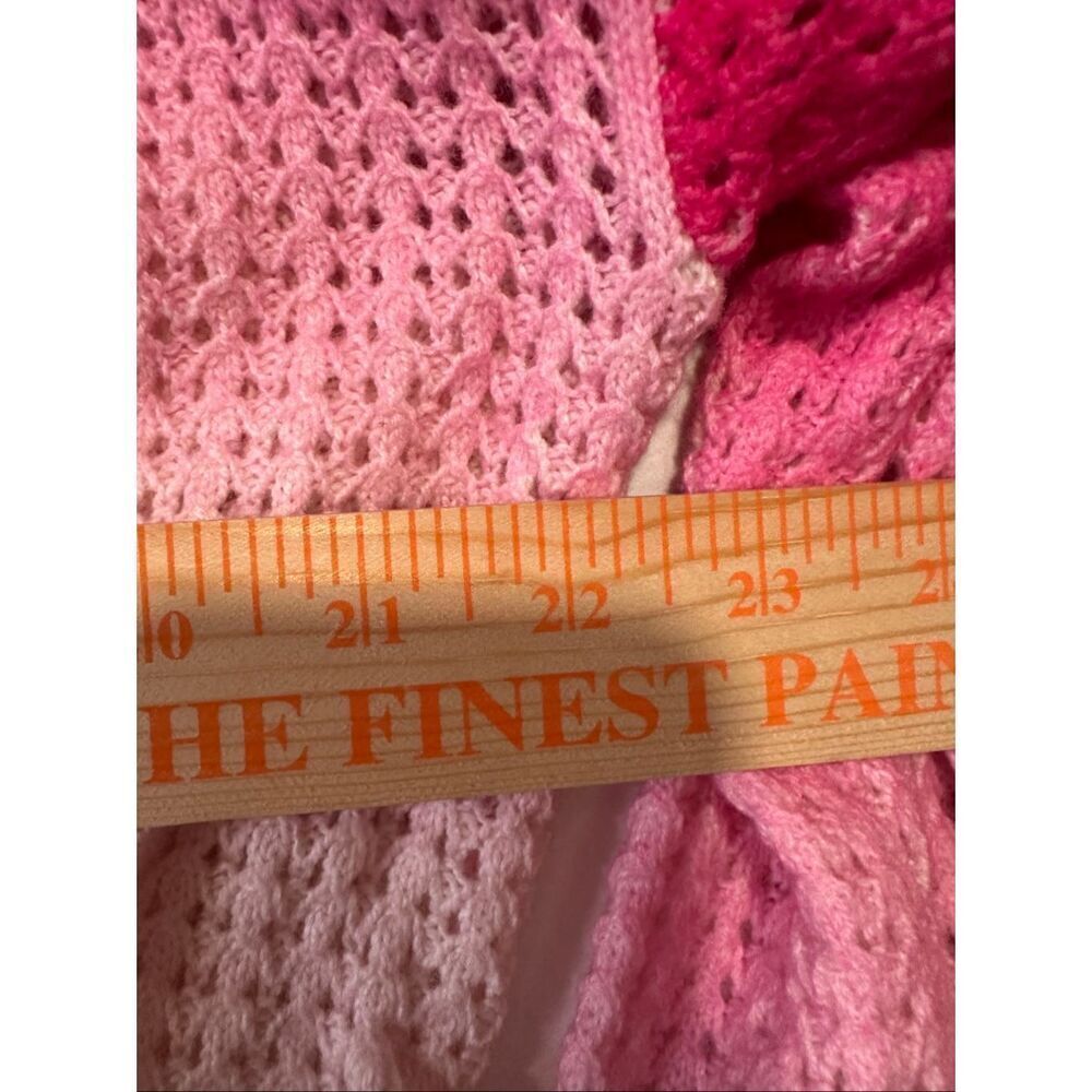 Lisa Todd Sweater XL Pink Ombre Lightweight Knit Merino Wool Blend Open Knit - Picture 4 of 8